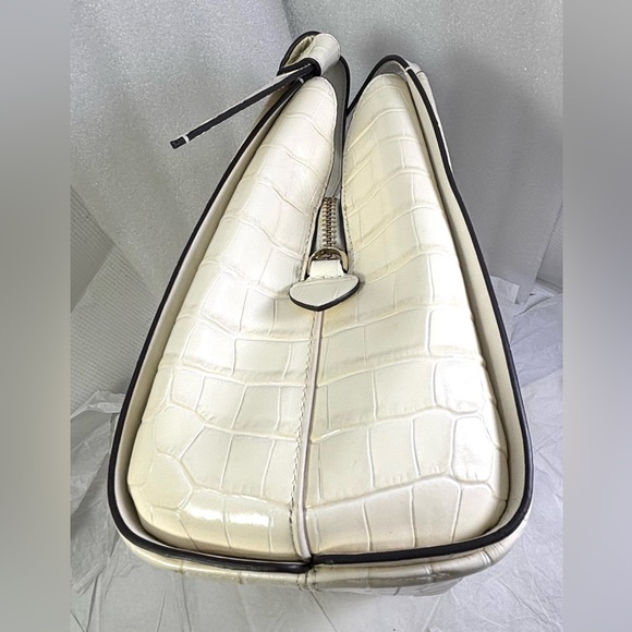 Kate Spade Knott Croc Embossed Leather Sm Zip Top Satchel. Halo White/Gold. - Picture 6 of 14